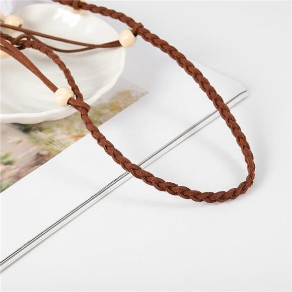 Bohemian Feather Hairband Gypsy Headband with White and Brown Feather - Picture 4 of 7